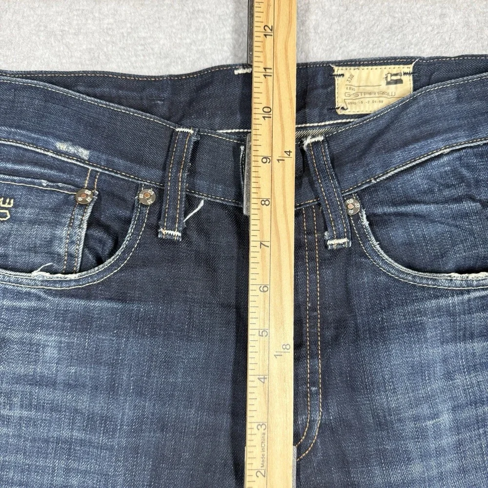 G Star RAW Jeans Men 31x34 Blue 3301 Straight Leg Dark Wash Button Fly Denim - Picture 9 of 12